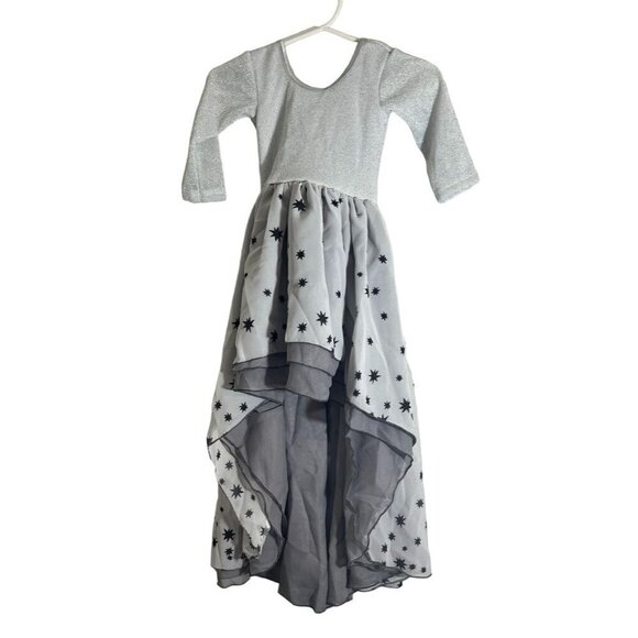 Pleiades Girls Dress Size 12M Gray Scoop Neck Metallic Star Chiffon Ombre Skirt - Picture 1 of 12